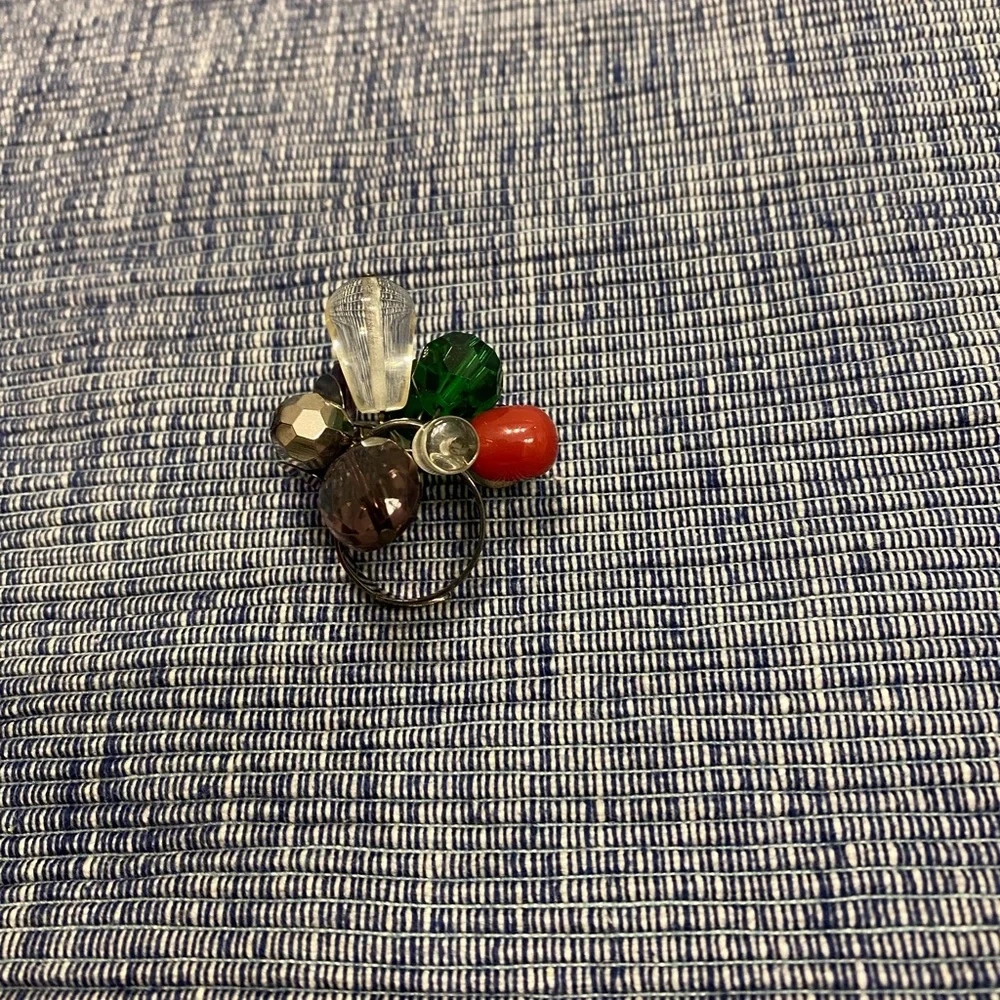 BODEN Glam Beaded Jewel Cluster Multi Color Statement Ring NWOT